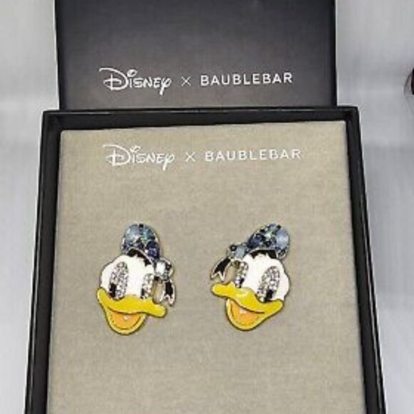 NIB Disney X Baublebar Donald Duck Stud Earrings Rhinestones Enamel - Picture 2 of 4